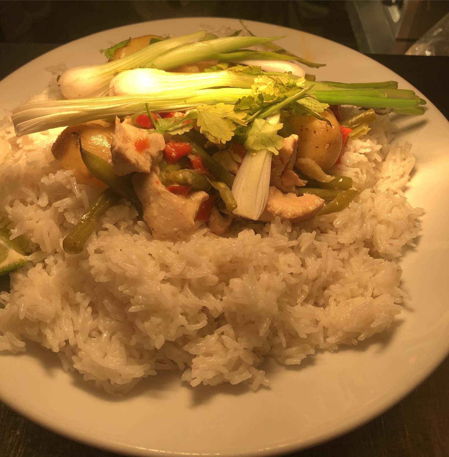 Thai green curry with rice