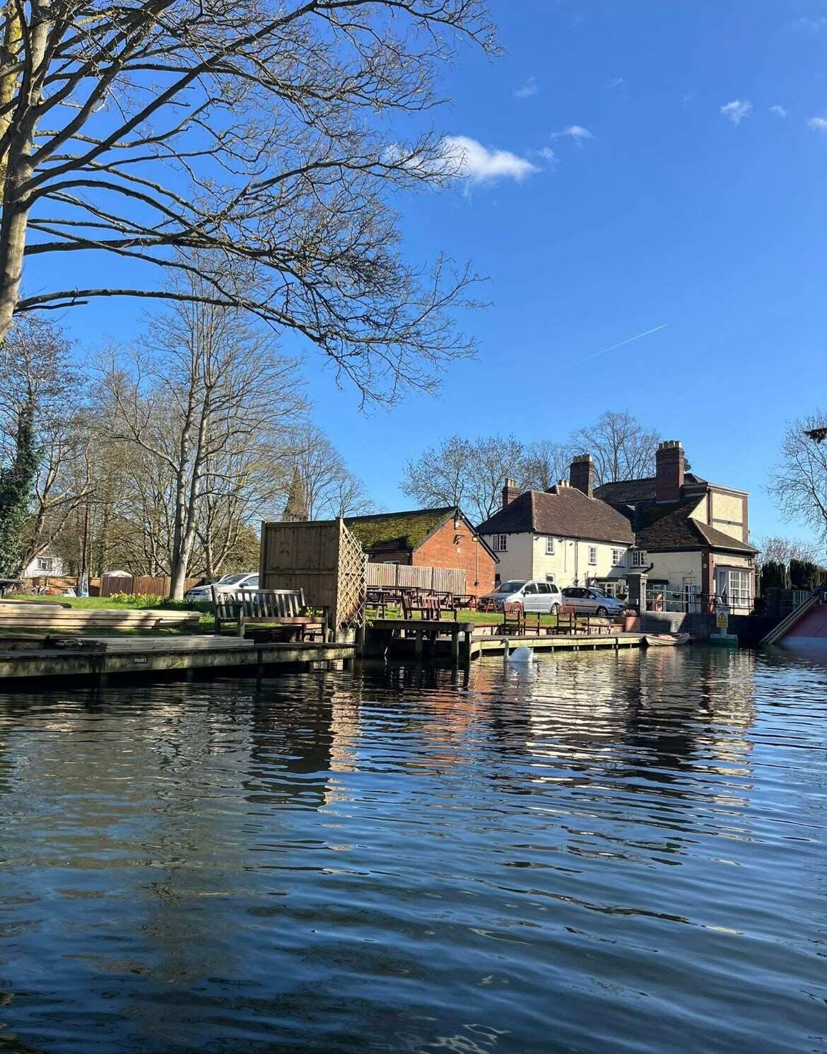 The river at Langford, looking back to the hotel